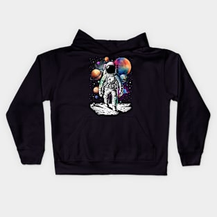 Retro Planets & Astronaut Galaxy Science Education STEM Kids Kids Hoodie